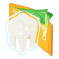 Prevention concept icon isometric vector. Healthy human tooth and opened wallet