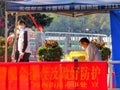 During the prevention and control of Wuhan pneumonia in China, a medical staff at a blood donation station was holding his post.