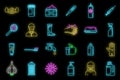 Prevention disease icons set vector neon