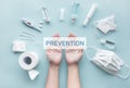 Prevention and protect yourself concepts on Coronavirus covid-19 outbreak situation.medical supplies.body health care.washing