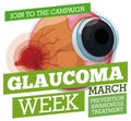 Preventive Propaganda with Sick Eyeball for Glaucoma Week, Vector Illustration