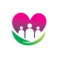 Love hearth people green nature leaf care logo design