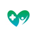 Nature green love hearth care people medical plus doctor logo design