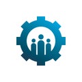 Circle gear people team member business logo design