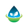 Healthy life style green blue water drop fall leaf  logo design Royalty Free Stock Photo