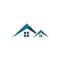 Modern blue real estate building housing roof top logo design