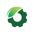 Green nature leaf gear industries technology logo design Royalty Free Stock Photo