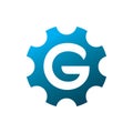 Unique letter g gear blue industry technology logo design