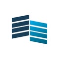 Blue modern building tower data square line logo design Royalty Free Stock Photo