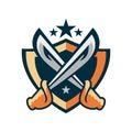 Fighter shield sword logo design
