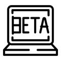 Preview beta version icon outline vector. Debut live version
