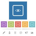 Preview object flat white icons in square backgrounds