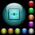 Preview object icons in color illuminated glass buttons