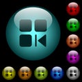 Previous component icons in color illuminated glass buttons