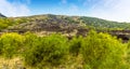 A previous eruption and subsequent lava flow is clearly visible under the sparse new vegetation on Mount Etna, Sicily Royalty Free Stock Photo