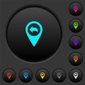 Previous GPS map location dark push buttons with color icons Royalty Free Stock Photo