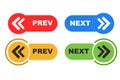 Previous and next button set. prev next buttons arrow. Left right arrow icon. Back and Next buttons suitable for apps and websites Royalty Free Stock Photo