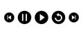 Previous, pause, play, repeat, and next track button icon vector Royalty Free Stock Photo