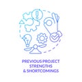 Previous project strengths and shortcomings blue gradient concept icon