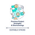 Previous project strengths and shortcomings concept icon