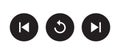 Previous, repeat, and next icon vector of video player on circle button Royalty Free Stock Photo