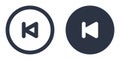 Previous Track Button simple icons set designed in filled and stroke style