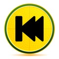 Previous track playlist icon lemon lime yellow round button illustration