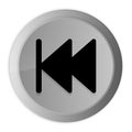 Previous track playlist icon metal silver round button metallic design circle isolated on white background black and white concept Royalty Free Stock Photo