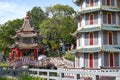 Pagoda and Lake at Haw Par Villa, Singapore Royalty Free Stock Photo