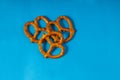 Prezels on a blue background Royalty Free Stock Photo