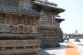 Prforated windows, decorative friezes with deities, dancers and other figures, Chennakeshava temple. Belur, Karnataka. South West