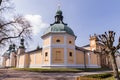 PRIBRAM, CZECH REPUBLIC - APRIL 21, 2017: Courtyard of the baroque monastery at Svata Hora The Holy Mountain, Basilica minor and