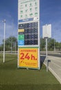 Price board outside spanish petrol station