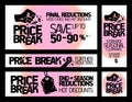 Price break banners vector set for seasonal clearance and discounts