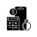 Price calculation black glyph icon