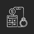 Price calculation chalk white icon on black background