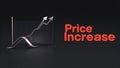Price increase text with graph, 3d style black background
