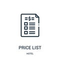 price list icon vector from hotel collection. Thin line price list outline icon vector illustration