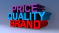 Price quality brand on blue