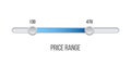 Price range scrollbar in web form, online application. Vector illustration