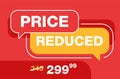 Price Reduced banner - mesage on red background