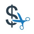 Price Reduction Icon, bill, cost, cutting bill, dollar scissors, less investment, minimize, price reduction icon