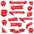 Price tag and best sale, template collection. Set of sale tags with text - best choice, special offer, discounts. Labels for Royalty Free Stock Photo