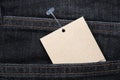 Price tag and blue jeans Royalty Free Stock Photo