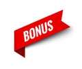 Price tag BONUS button. Offer red ribbon bonus sticker Royalty Free Stock Photo