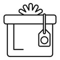 Price tag gift box icon outline vector. Parcel festivity