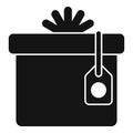 Price tag gift box icon simple vector. Parcel festivity