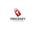 Price tag and key logo template. Price label and house key vector design Royalty Free Stock Photo