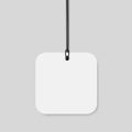 Blank paper price tag with string and rounded corners. Royalty Free Stock Photo