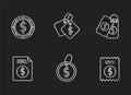 Price tags chalk white icons set on black background Royalty Free Stock Photo